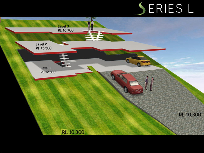 Series L UPWARDS SLOPING - 4th Opt Ideal for 1m in 4m Rise, Home Design, Split Level Homes
