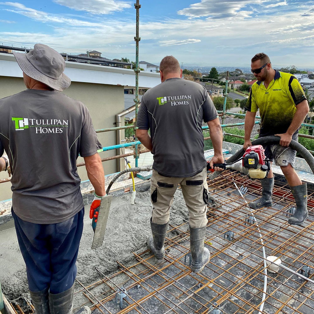 Pouring concrete suspended slab